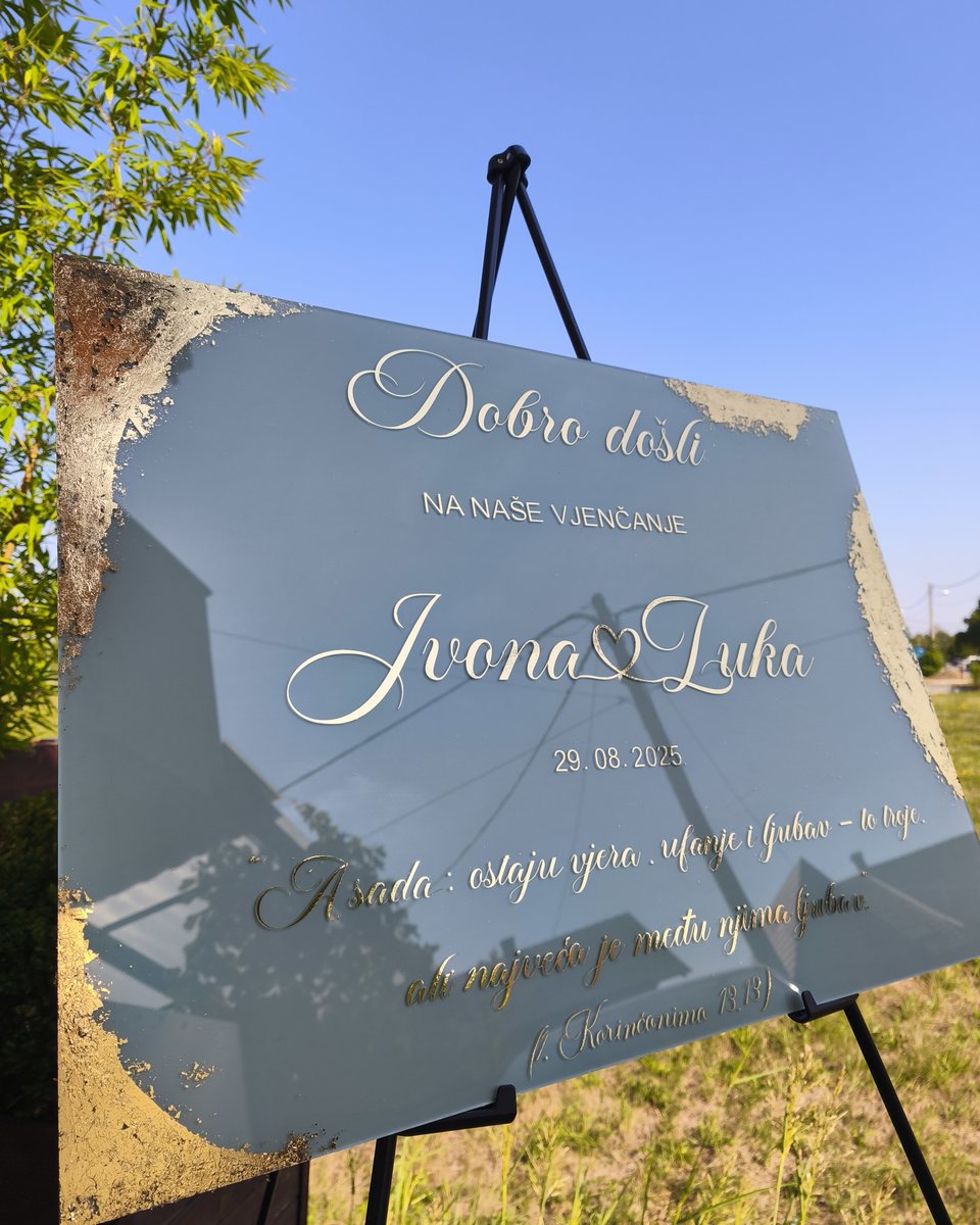 Akrilna welcome ploča sa zlatnim listićima, Ivona & Luka